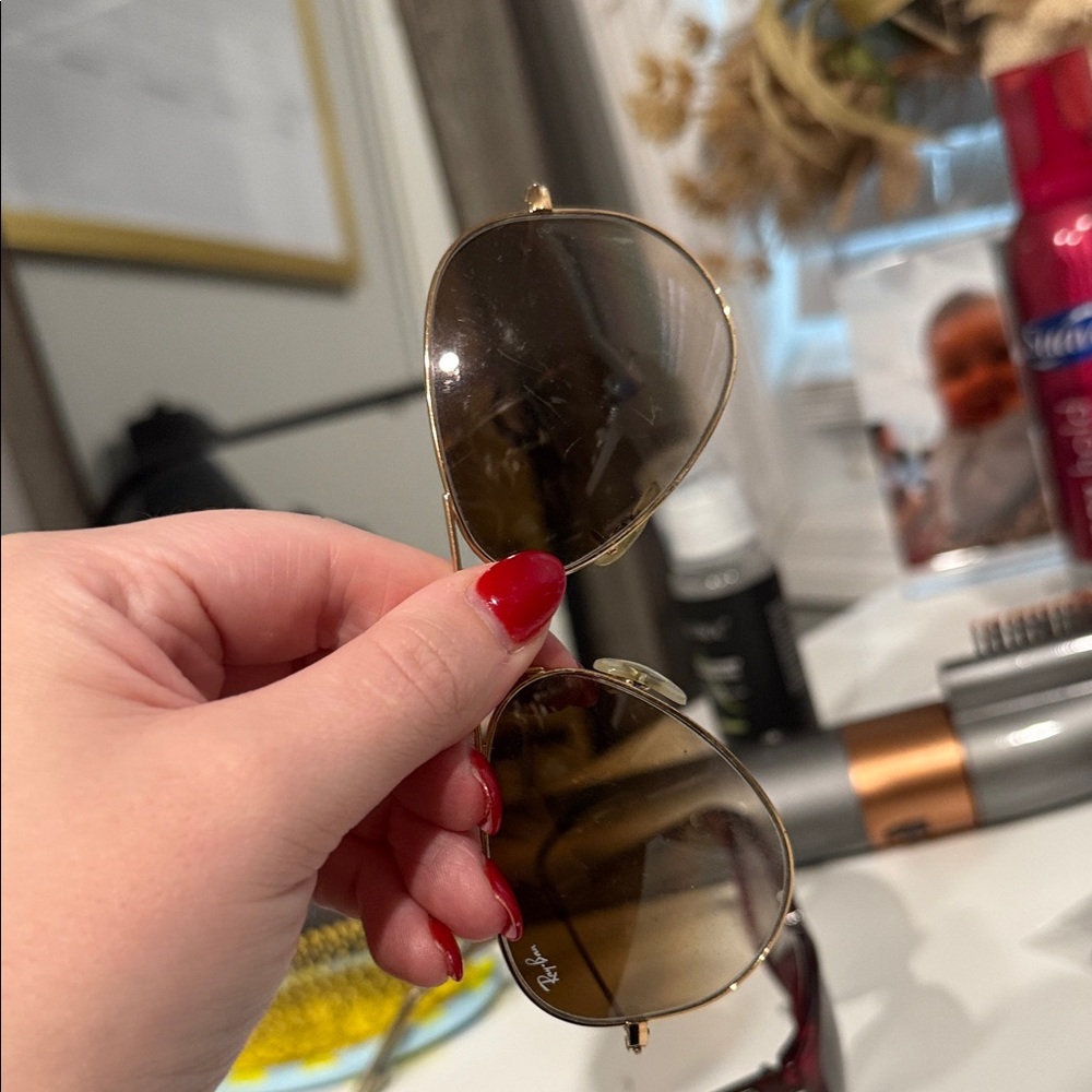 Ray-Ban Brown Aviator Sunglasses - Picture 5 of 5
